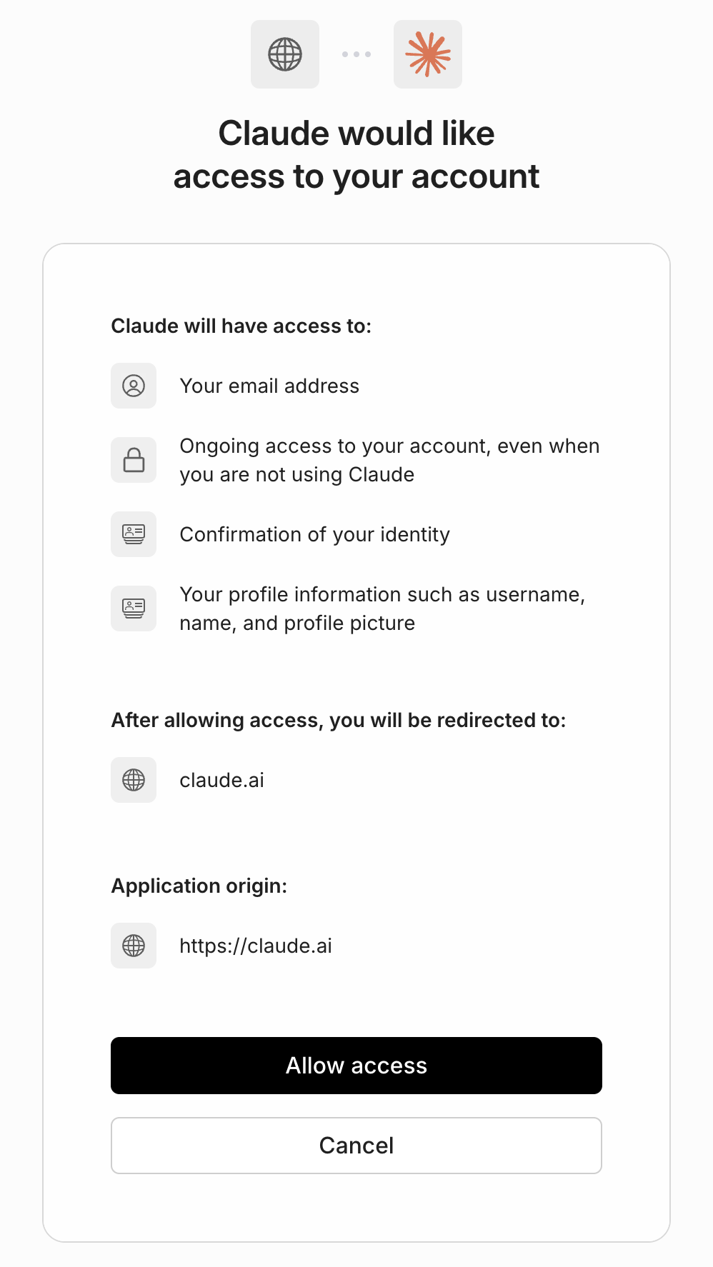 NuriTrip consent screen: Claude would like access to your account, with an Allow access button